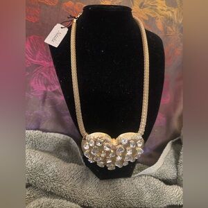 Natasha gold plated heart necklace with Rhinestone